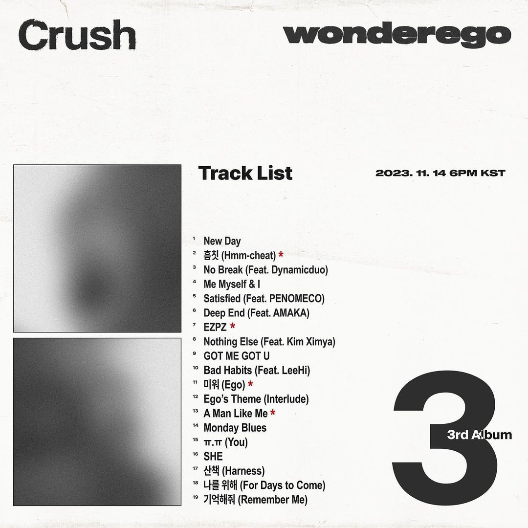 Daftar Lagu 3rd Full Album Wonderego - Crush